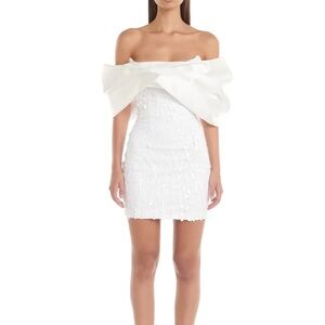 Eliya the Label - Bianca White Sequin Off Shoulder Mini Dress